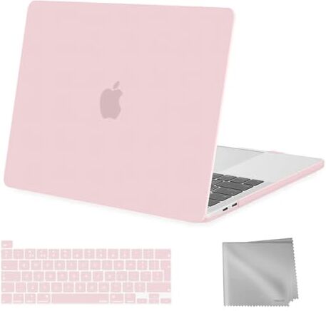 MOSISO Case Compatibile con MacBook PRO 13 Pollici 2024 2023 2022-2016 M2 M1 A2338 A2289 A2251 A2159 A1989 A1706 A1708, Plastica Custodia Rigida & Tastiera Cover & Pulire Il Panno, Quarzo Rosa