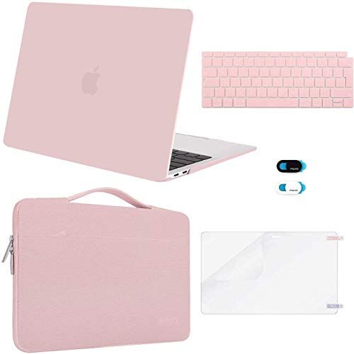 MOSISO Case Compatibile con MacBook Air 13 Pollici Retina 2022 2021 2020-2018 A2337 M1 A2179 A1932, Custodia Rigida in Plastica&Borsa&Tastiera Cover&Webcam Coperchio&Schermo Proteggi, Quarzo Rosa