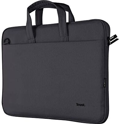 Trust Bologna Slim Eco Borsa per Laptop fino a 16", Borsa per Laptop Sostenibile in Plastica Riciclata, con Tracolla, Custodia per Viaggio, Lavoro, Ufficio, Scuola Nero