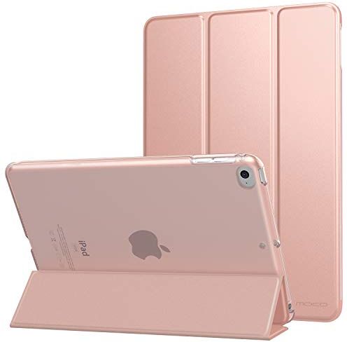 MoKo Custodia Protettiva Compatibile con New iPad Mini 5th Generation 7.9" 2019 / iPad Mini 4 2015, Case Leggero e Sottile, Semi-Trasparente, Auto Sveglia/Sonno, Cover Oro Rosa