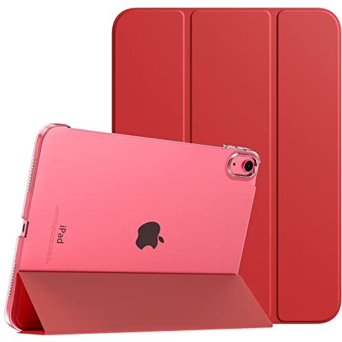 TiMOVO Cover Custodia Compatibile con iPad 10 Generazione 10,9" 2022, iPad 10 Cover con Retro in PC Rigido Semi-Trasparente, Funzione di Auto Sveglia/Sonno, Rosso