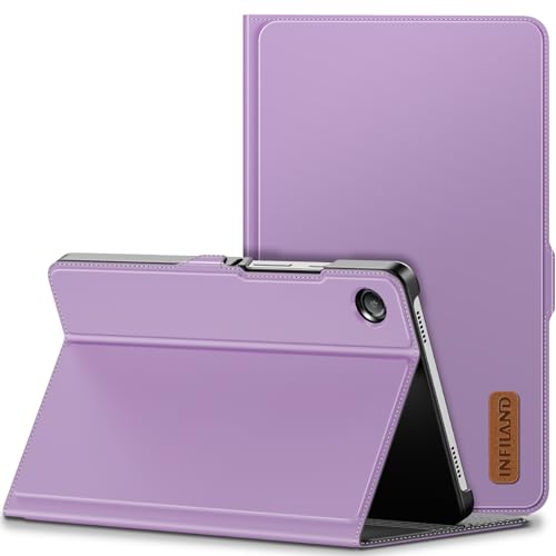 INFILAND Custodia per Samsung Galaxy Tab A9 8.7 pollici 2023 (SM-X110/X115/X117) Custodia leggera in pelle PU ultra sottile con supporto multi-angolo per Galaxy Tab A9 8.7", viola chiaro