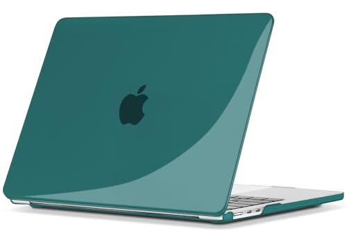 TECOOL Cover MacBook Air 13,6 Pollici M3 M2 2024 A3113 e 2022 A2681, Custodia Rigida Plastica Ultra Sottile, Superficie Lucida Verde Profondo