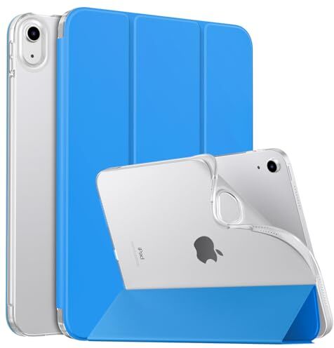 MoKo Custodia Protettiva Compatibile con iPad 10a generazione 10,9 pollici 2022, Cover in TPU e Pelle PU con Chiusura Magnetica, Sostegno, Auto Riattivazione/Standby, Onda Blu