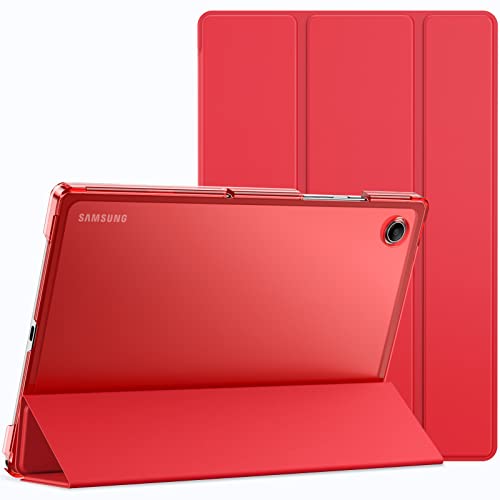 JETech Custodia per Samsung Galaxy Tab A8 10,5 Pollici 2021 (SM-X200/X205/X207), Sottile Traslucida Posteriore Trifold Folio Supporto Protettiva Tablet Cover, Auto Svegliati/Sonno (Rosso)