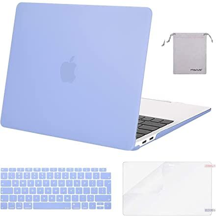 MOSISO Case Compatibile con MacBook Air 13 Pollici Retina 2022 2021-2018 A2337 M1 A2179 A1932, Custodia Rigida in Plastica&Tastiera Cover&Proteggi Schermo&Borsa Portaoggetti, Blu serenità