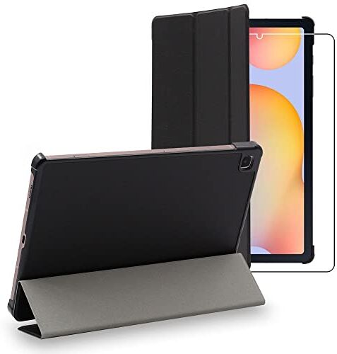 ebestStar Cover per Samsung Galaxy Tab S6 Lite 10.4 P610 P615 (2022, 2020), Custodia Protezione Flip Magnetica, Slim Case Sottile Pelle PU, Nero + Vetro Temperato