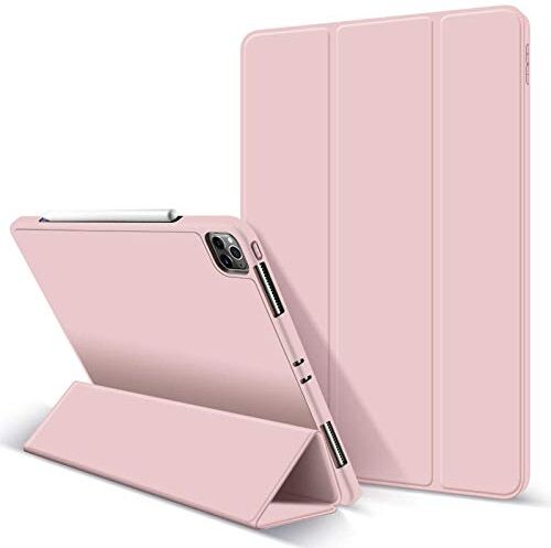 Huiran per iPad PRO 12.9 2020 Custodia con Supporto portamatite Ricarica Wireless Custodia in Silicone Auto Sleep/Wake per iPad PRO 12.9 2020-Oro Rosa 12.9