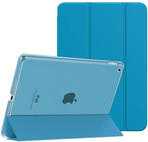 MoKo Cover per Nuovo iPad 9 2021 / iPad 8 2020 / iPad 7 2019, iPad 10.2 Case Ultra Sottile Leggero Custodia in Tri-fold Auto Sveglia/Sonno con Retro Semi-trasparente Rigido, Porto Blu