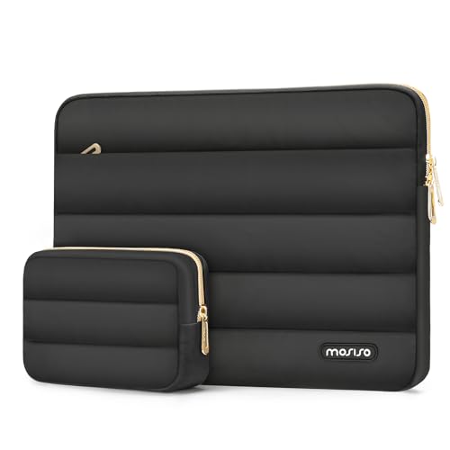 MOSISO Custodia Sleeve Borsa Laptop Compatibile con MacBook Air/Pro,13-13,3 Notebook,Compatibile con MacBook Pro 14 M3 M2 M1 Pro Max 2024-2021,Poliestere Orizzontale Borsa con Piccolo Case,Nero