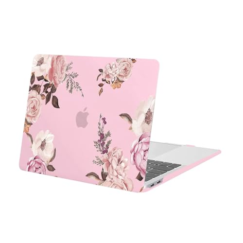 MOSISO Case Compatibile con MacBook Air 13 pollici 2022 2021 2020 2019 2018 A2337 M1 A2179 A1932 Retina Display Touch ID, Plastica Peony Custodia Rigida, Rosa