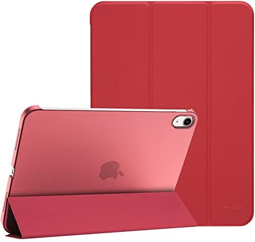 Procase per iPad 10a Generazione Custodia 2022 [A2696 A2757 A2777], 10,9 Pollici Sottile Custodia Protettiva Leggera Smart Cover per iPad 10, Auto Sveglia/Sonno -Rosso