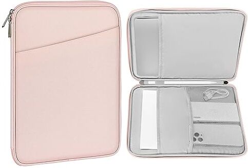 MoKo 12.9 Pollice Custodia Protettiva Compatibile con iPad PRO 12.9 M2 2022/Pro 12.9 2021-2015, Galaxy Tab S8+ 12.4", Borsa Tablet in Poliestere con Chiusura Lampo Portatile con Tasca, Rosa