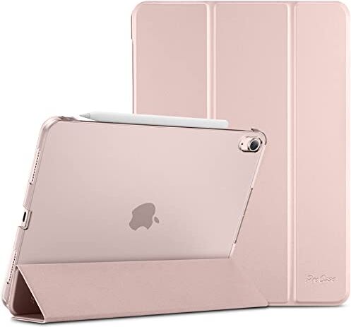 ProCase Custodia per iPad Air 5 2022 [A2588/A2589/A2591]/Air 4 /iPad 10.9 2020 Cover[A2324/A2072/A2316/A2325], [Supporta Ricarica di Pencil 2]Smart Cover Leggero Traslucida Smerigliata -Rosa