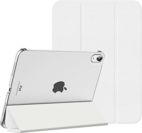 MoKo Custodia Compatibile con iPad 10 Generazione 2022 iPad 10,9", Custodia con Coperchio Tripieghevole, Retro Traslucido in Pelle PU e PC, Auto Riattivazione e Standb, Bianco