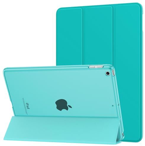 MoKo Cover Compatibile con 2018/2017 iPad 9.7 6th/5th Generazione, Ultra Sottile Leggero Custodia in Tri-Fold Auto Sveglia/Sonno con Retro Semi-Trasparente Rigido, Verde Pavone