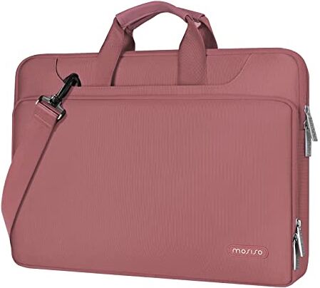 MOSISO 360 Protezione Laptop Spalla Borsa Compatibile con MacBook Air 15 Pollici M2 A2941 2023/Pro 16 2023-2019,15-15,6 Pollici Notebook,Matching Colore Sleeve con Cintura,tè Petalo Rosa