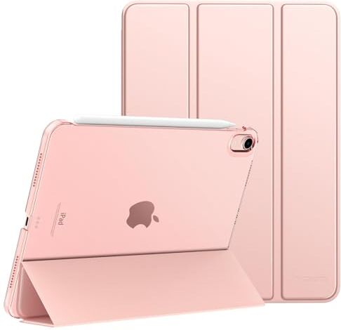 MoKo Custodia per iPad Air 5a Gen. 2022/ iPad Air 4a Gen. 2020 da 10,9" con Auto Sveglia/Sonno, Retro Rigido Traslucido per iPad Air 5/4, Supporta Touch ID e Ricarica di Pencil 2a, Oro Rosa