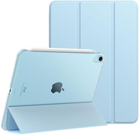 MoKo Custodia per iPad Air 5a Gen. 2022/ iPad Air 4a Gen. 2020 da 10,9" con Auto Sveglia/Sonno, Retro Rigido Traslucido per iPad Air 5/4, Supporta Touch ID e Ricarica di Pencil 2a, Cielo Blu