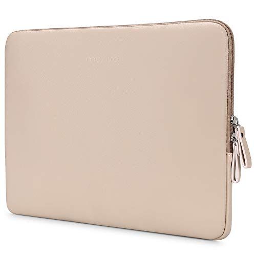 MOSISO Laptop Sleeve Compatibile con MacBook Air/PRO,13-13,3 Pollici Notebook,Compatibile con MacBook PRO 14 2021 2022 M1 PRO/Max A2442,Pelle PU Imbottita Custodia Impermeabile Borsa, Albicocca