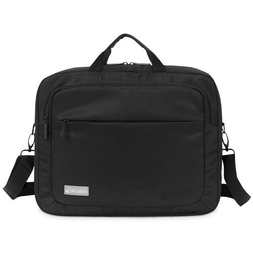 Atlantis Borsa notebook 15.6" pollici a tracolla modello KL12, imbottitura interna, vano porta documenti, tasca esterna per accessori, fascia per aggancio Trolley Cinghia a tracolla, colore nero.