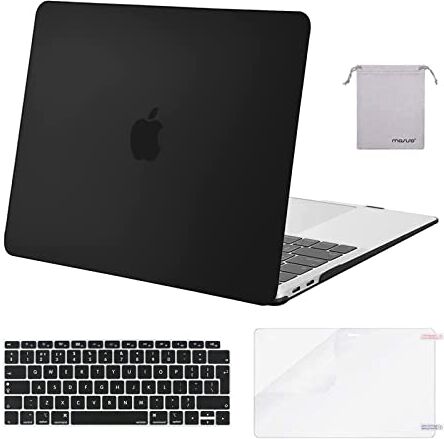 MOSISO Case Compatibile con MacBook Air 13 Pollici Retina 2022 2021-2018 A2337 M1 A2179 A1932, Custodia Rigida in Plastica&Tastiera Cover&Proteggi Schermo&Borsa Portaoggetti, Nero