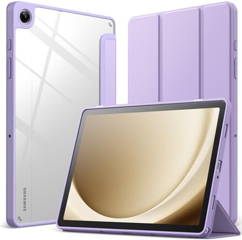 JETech Custodia per Samsung Galaxy Tab A9+ / A9 Plus 11 Pollici 2023, Chiaro Trasparente PC Rigido Retro, Protettiva Trifold Supporto Sottile Tablet Cover, Auto Svegliati/Sonno (Viola Chiaro)