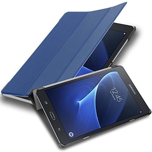 Cadorabo Custodia Tablet per Samsung Galaxy Tab A 2016 (7.0" Zoll) SM-T280N in BLU SCURO JERSEY – Copertura Protettiva Molto Sottile di Similpelle in Stile Libro SENZA Auto Wake Up e Funzione Stand