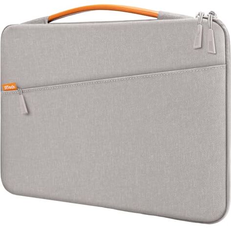 JETech Custodia Laptop per 16 Pollici MacBook Pro M3 / M2 / M1 A2780 A2485 A2141, Impermeabile Custodia Borsa con Maniglia e Tasca, Compatibile con 16 Pollici Notebook (Grigio Chiaro)