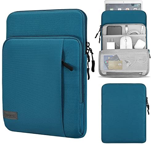 MoKo Custodia Protettiva da 9-11'' con Tasca Laterale, Accessori Tablet, Borsa per iPad 10a/Air 5 10.9 2022, Galaxy Tab S8 11, iPad 9a 8a 7a 10.2, iPad PRO 11 M2 2022-2018/Air 4 10.9, Blu Pavone