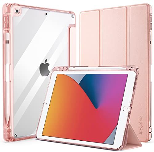 EasyAcc Custodia Cover Compatibile con iPad 9a Generazione 2021/iPad 8a Gen 2020/iPad 7a Gen 2019, Cover con Funzione Auto Wake Up/Sleep,con Pencil Holder,Oro Rosa