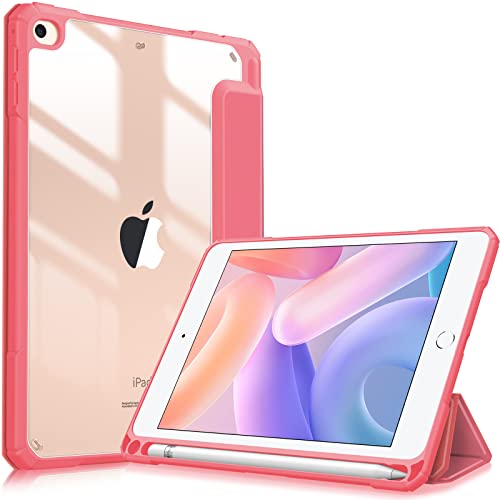 FINTIE Custodia per iPad Mini 5 2019 / iPad Mini 4 con Pencil Holder Sottile Leggero Trasparente Cover Posteriore con Bordo in TPU Morbido, Auto Sveglia/Sonno, (Pink)