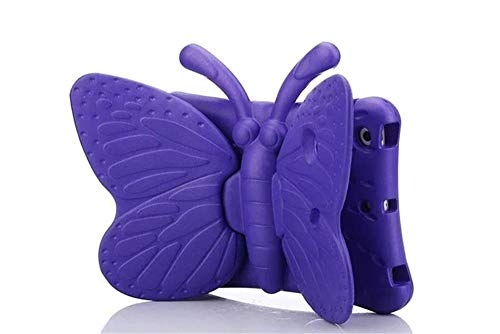 Huiran Silicone  Butterfly Case for iPad Mini 1 2 3 4 5 7.9 Kid Friendly Carry Shockproof Washable Stand Tablet Case-Purple