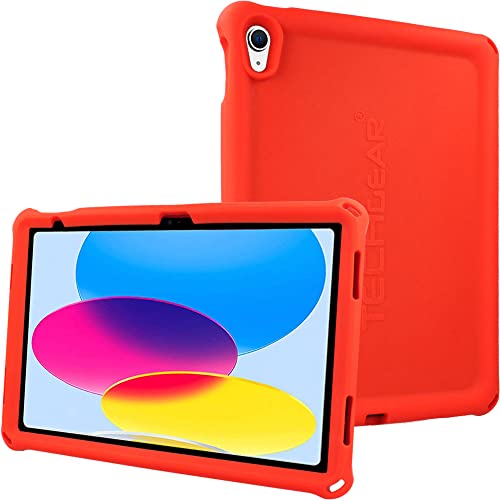 TECHGEAR Custodia Protettiva Progettata per iPad 10 Generazione 2022 10,9", Cover Antiscivolo in Silicone Morbido e Resistente agli Urti con Pellicola Protettiva, Cover iPad 10 Idiale per Bambini