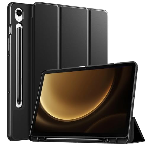TiMOVO Custodia Compatibile con Samsung Galaxy Tab S9 Fe 2023 SM-X518U/SM-X510N/SM-X516B, Cover Sottile con Supporto per Galaxy Tab S9 Fe 10.9'', con Portapenna per S Pen, Auto Sonno/Sveglia, Nero
