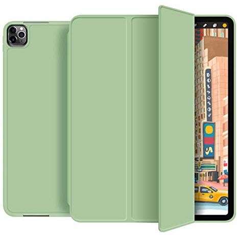 Huiran per iPad PRO Custodia da 12,9 Pollici 2020 con portamatite Smart Cover Tri-Fold Soft Back per iPad Pro12.9 4a Generazione Modello A2229-Matcha Verde