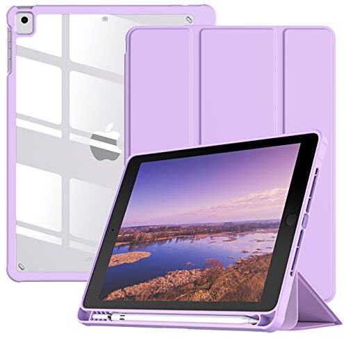 TiMOVO Custodia Compatibile con iPad 6a/5a Generazione (2018/2017), iPad Air 2/Air 1 (2014/2013), iPad 9,7 Poliici, con Portapenne, Custodia Sottile a Tre-Ante,Auto Sveglia/Sonno, Taro Viola