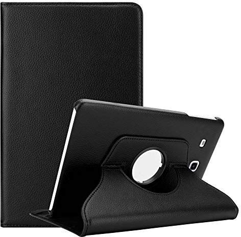 Cadorabo Custodia Tablet per Samsung Galaxy Tab E (9.6" Zoll) SM-T561 / T560 in NERO SAMBUCO – Copertura Protettiva in Stile Libro SENZA Auto Wake Up con Funzione Stand e Cerniera Elastico