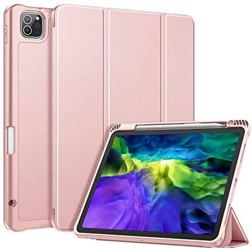 FINTIE Custodia per iPad PRO 11" 2020/2018 con Pencil Holder [Supporta la Carica di Pencil 2nd Gen], Soft Cover Posteriore in Leggero Morbido TPU Case con Auto Svegliati/Sonno, Oro Rosa