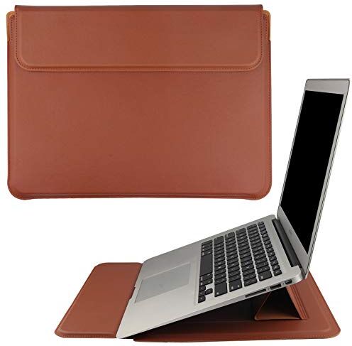 HoYiXi 14'' Laptop Custodia in Pelle Borsa Protettiva con Stand Compatibile con New MacBook Pro 14 2021/ HUAWEI MateBook 14 2021/ HP Chromebook 14'' / 13.5'' Surface Laptop 3, marrone