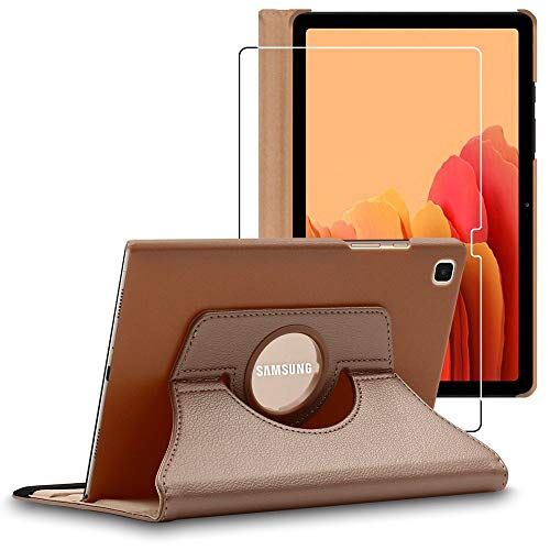 ebestStar Cover per Samsung Galaxy Tab A7 10.4 T505 (2022, 2020), Custodia Protezione Rotazione 360, Pelle PU, Dorato + Vetro Temperato