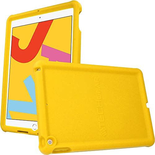 TECHGEAR Custodia Protettiva Progettata per iPad 10.2" 9/8 /7 Generazione (2021/2020/2019), Cover Antiscivolo in Silicone Morbido e Resistente con Pellicola Protettiva, Idiale per Bambini [Giallo]