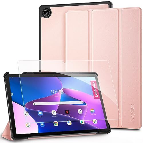 EasyAcc Cover Custodia Compatibile con Lenovo Tab M10 Plus (3rd Gen) 10.6 Pollici 2022 (TB128XU/TB128FU/TB125FU) + Pellicola Protettiva Vetro Temperato,oro rosa