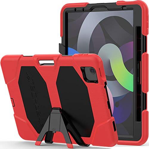 TECHGEAR Custodia Robusta Compatibile con iPad Air 5, iPad Air 4 10.9 Pollici (5/4 Generazione) Resistente agli Urti e all'impatto Cover con Supporto per i Bambini, Lavoro e Scuola [Rosso]