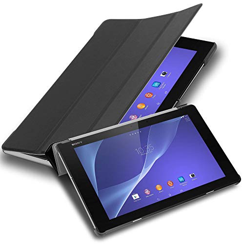 Cadorabo Custodia Tablet per Sony Xperia Tablet Z2 (10.1" Zoll) SGP521 in NERO SATIN – Copertura Protettiva Molto Sottile di Similpelle in Stile Libro CON Auto Wake Up e Funzione Stand