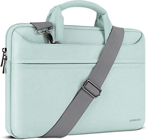 DOMISO 15,6 Pollici Borsa a Tracolla per Laptop Impermeabile Cartella Borsa Porta PC con Manico per 15.6" Lenovo Yoga Chromebook/ThinkPad E15 Gen 2 4/HP Pavilion 15/Asus ROG Zephyrus GX501,Menta Verde