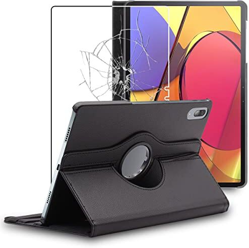 ebestStar Cover per Lenovo Tab P11 Pro, Custodia Protezione Rotazione 360, Pelle PU, Nero + Vetro Temperato