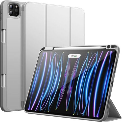 JETech Custodia per iPad Pro 11 Pollici (Modello 2022/2021/2020), con Portapenne, Supporta la Ricarica di Pencil 2a Gen, Cover Tablet Sottile con Retro in Morbido TPU (Argento)