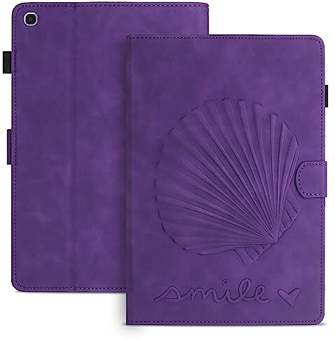 Vaitasy Custodia per Samsung Galaxy Tab A 10.1 2019 (SM-T510/T515), Goffratura Conchiglia Cover con Supporto Funzione Custodia per Galaxy Tab A 10.1" 2019 Viola