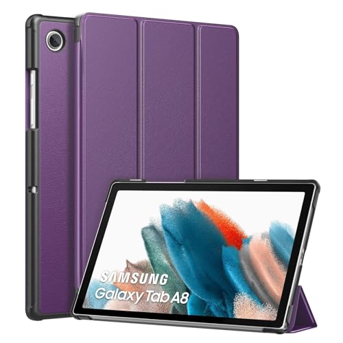MoKo Custodia Compatibile con Tablet Samsung Galaxy Tab A8 10,5 Pollici 2021 (SM-X200/SM-X205/SM-X207), Cover Tripieghevole e Ultra Sottile Leggera, Auto Accensione/Spegnimento, Viola Scuro